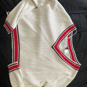 Zara Cream Knit with Red and Black Accents